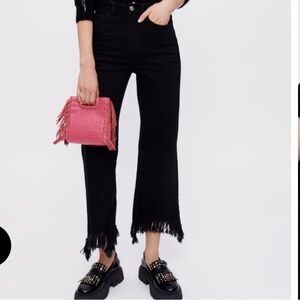 Maje Pavata flared frayed-hem stretch-denim jeans